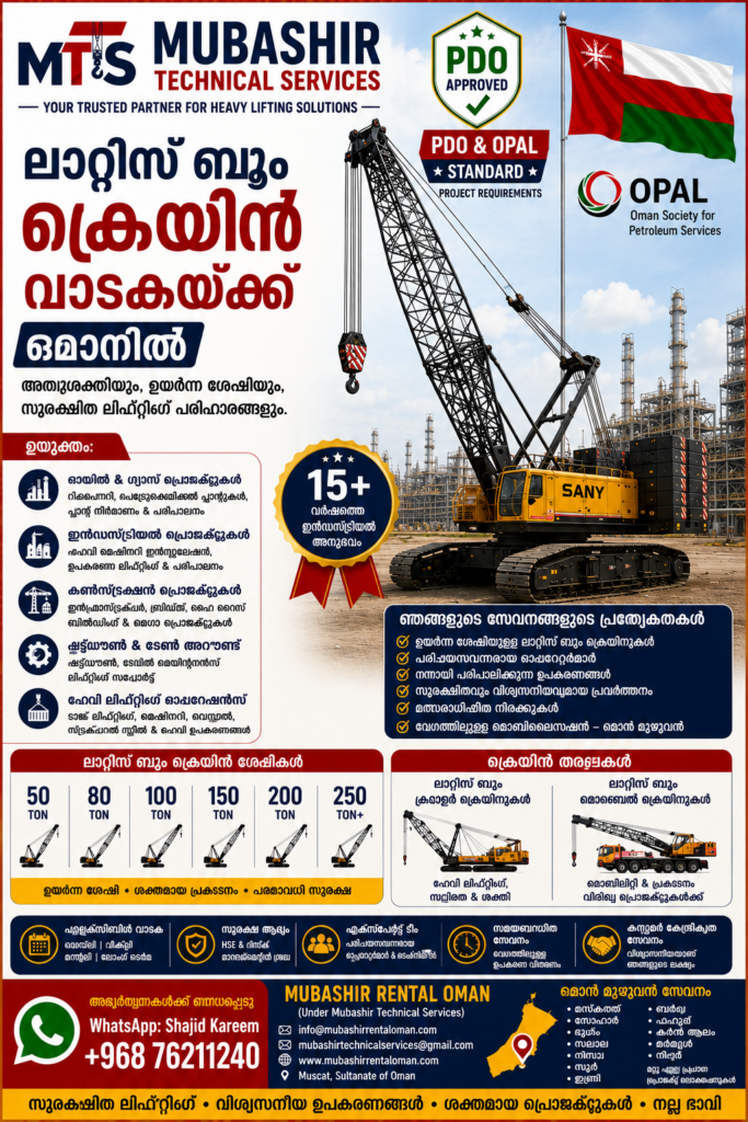 lattice boom crane rental in Oman, lattice boom crane hire Oman, lattice boom crawler crane rental Oman, crawler crane rental Oman, heavy lift crane rental Oman, high capacity crane rental Oman, crane rental Muscat, crane hire Oman, oil and gas crane rental Oman, industrial crane rental Oman, construction crane rental Oman, refinery crane rental Oman, petrochemical crane rental Oman, shutdown crane rental Oman, 100 ton crane rental Oman, 200 ton crane rental Oman, 250 ton crane rental Oman, 300 ton crane rental Oman, heavy lifting services Oman, crane rental company Oman, Mubashir Rental Oman, Mubashir Technical Services
