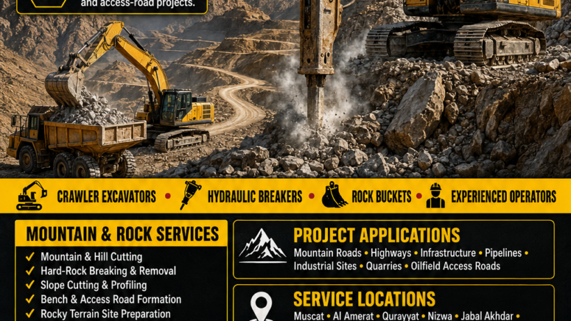 Excavator Rental Oman, Excavator Hire Oman, Daily Excavator Rental, Weekly Excavator Rental, Monthly Excavator Rental, Excavator with Operator, Hydraulic Excavator Rental, Excavator Breaker Rental, Heavy Equipment Rental Oman, Earthmoving Equipment Oman, Construction Equipment Rental, Trenching Services Oman, Muscat Excavator Rental